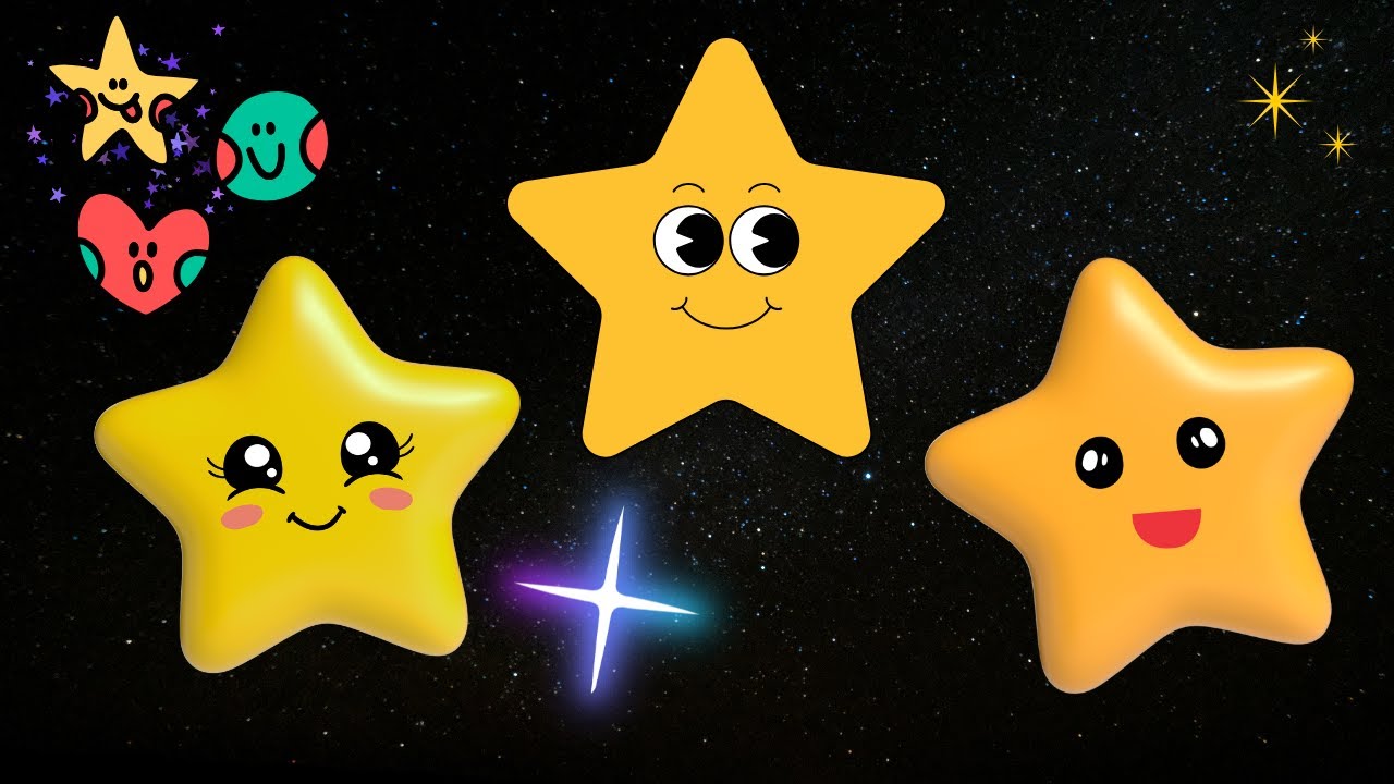 🌈Песня «Мерцай, мерцай, маленькая звёздочка: счастливая ночь» с улыбающимися звёздочками, уютным ...
