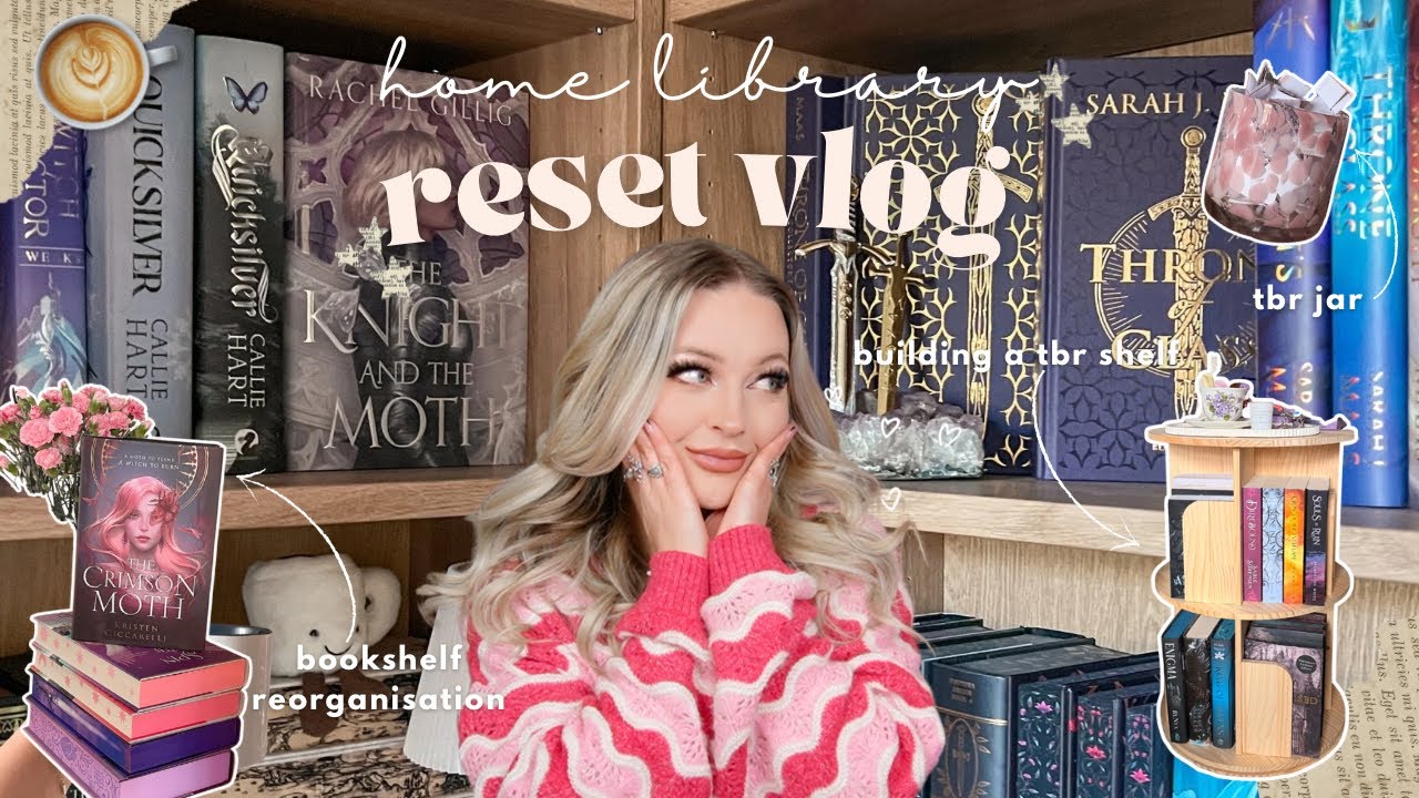 bookshelf reorganisation, new tbr shelf + tbr prompts | cosy library reset vlog 🌟📓🎀