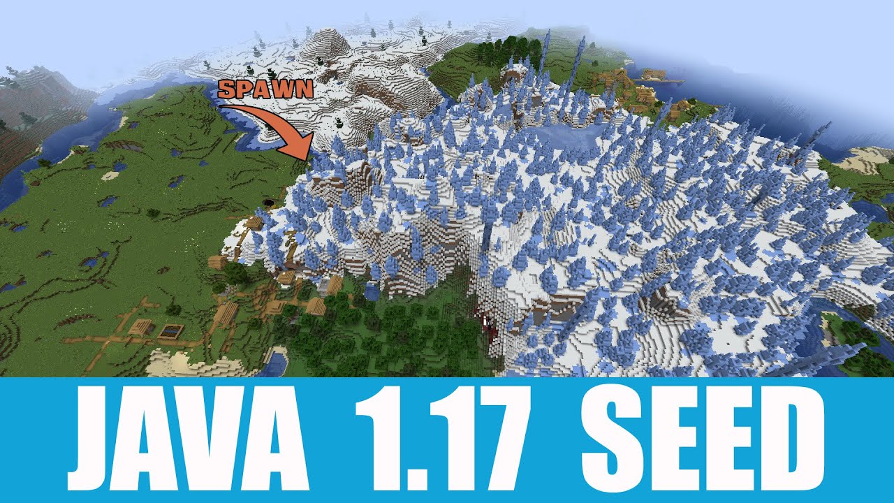 Minecraft Java 1.17 Seed: Two villages on ice spikes at spawn with ...