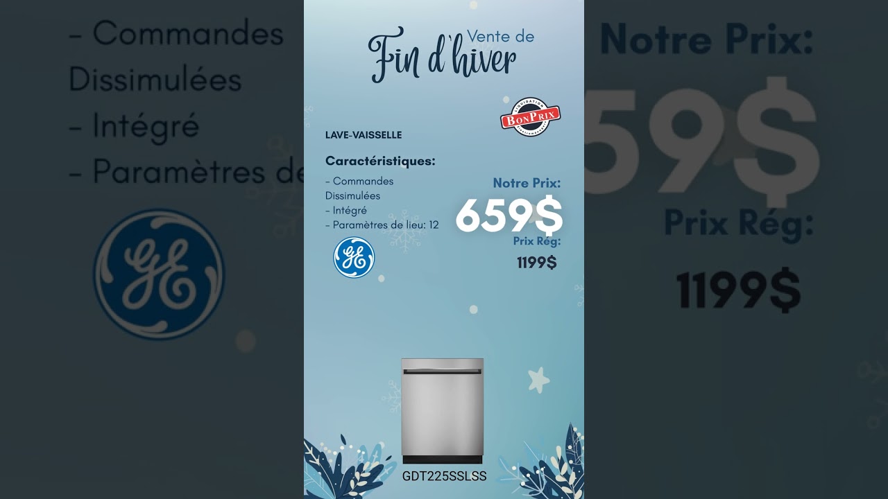 GDT225SSLSS (Lave-vaisselle) | BonPrix Électroménagers | Montréal, Laval et Longueuil