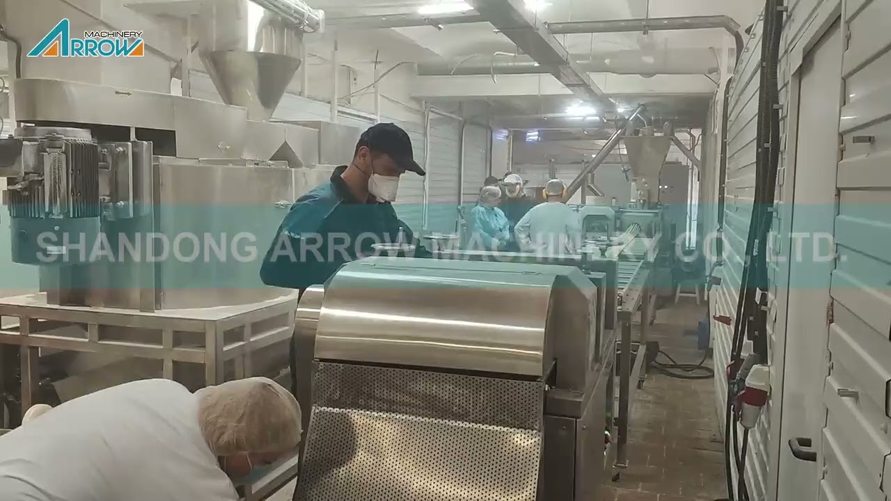 Needle shaped bread crumbs processing video