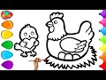 كيفية رسم دجاجة أم وكتكوت لطيفين درس تعليمي سهل خطوة بخطوة 