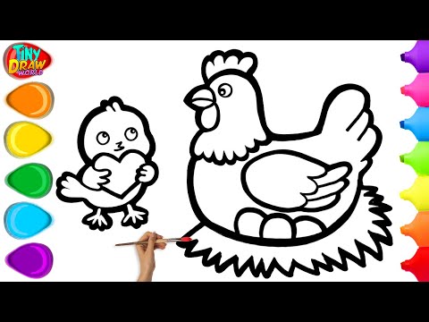 كيفية رسم دجاجة أم وكتكوت لطيفين درس تعليمي سهل خطوة بخطوة