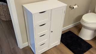 Yaheetech Wooden Floor Cabinet Side Storage Organizer with 4 Drawers and 1 Cupboard Review
