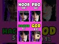 Noob vs Pro vs Hacker vs God - Merlina Addams (Miercoles) v3 #shorts