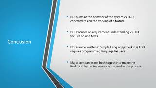 BDD VS TDD Framework