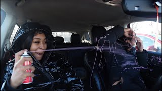SPRAYING SILLY STRING ON MY GIRLFRIEND WHILE SHE'S DRIVING! *BACKFIRES 🤦🏽‍♀️*