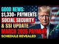 Good News! $1,330+ Monthly for Social Security, SSDI, SSI & VA — March 2026 Update