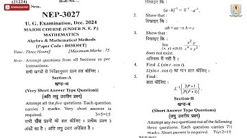 UG 3RD SEM MATHEMATICS ALGEBRA AND MATHEMATICAL METHODS NEP DEC 2024 | CCSU