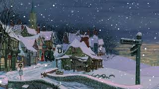Vintage Oldies Music in an Old Disney Town (Winter Snowfall Ambience | ASMR)