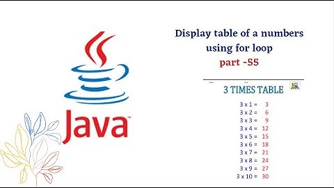 Display table of a numbers using for loop || part -55
