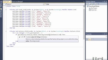 البحث عن قيمة في شبكة البيانات VB.net