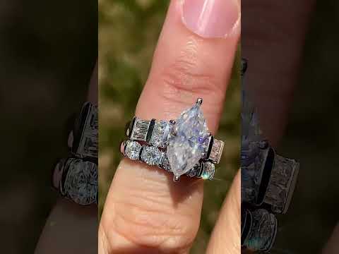 Round & Baguette Lab Grown Diamond Engagement Ring Setting, 0.85ct ring video