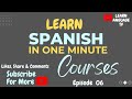 Learn Spanish in one minute LEARN ANGUAGE TV | #english #trending #learn #tiktok #shortsfeed #shorts