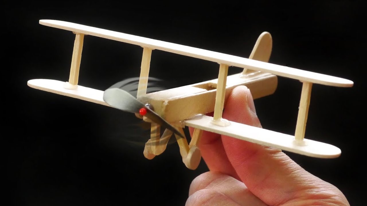 How to make popsicle stick plane diy Connors workshop - YouTube