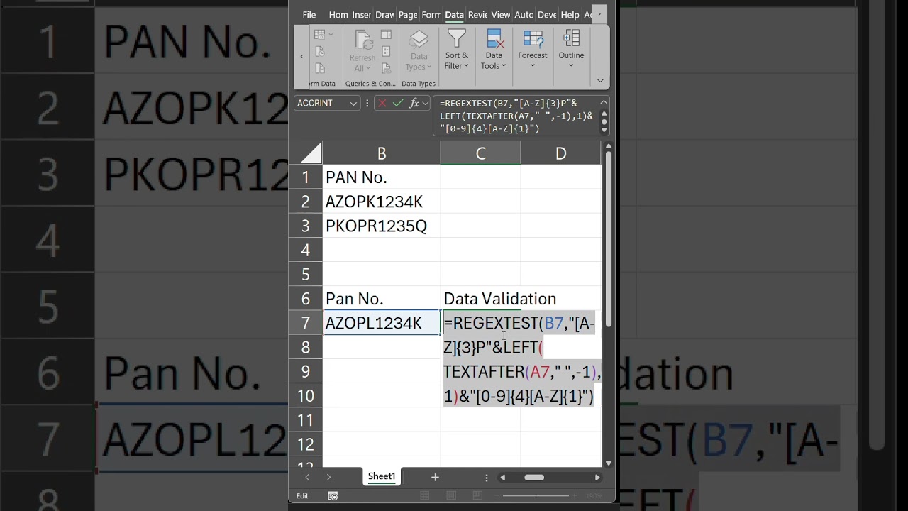 (New) Validate PAN Function, Permanent Account Number in Excel 