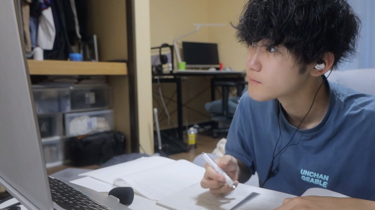 【ASMR】課題に追われた男のタイピング音、クリック音、書く音「大学院出願編」/ Type sound and click sound of a man who was chased by task