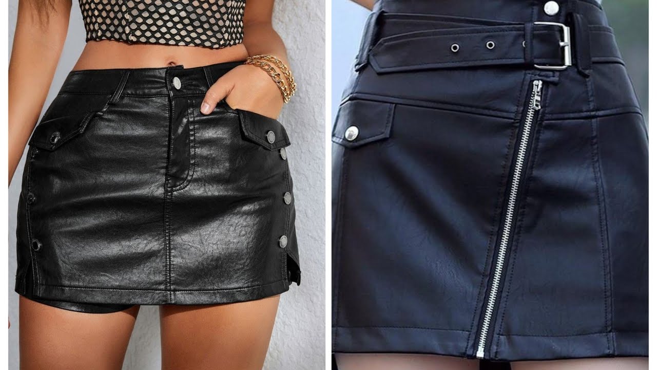 Modern collection of leather mini skirts for women & girls - YouTube