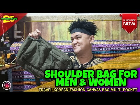 SHOULDER BAG FOR MEN & WOMEN, TRAVEL KOREAN FASHION CANVAS BAG MULTI-POCKET #shopee #shoulderbag