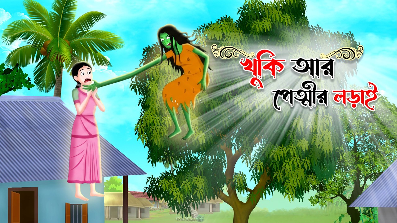 খুকি আর পেত্নীর লড়াই। Shakchunni Cartoon  Bangla Bhuter Golpo। Bengali Village Ghost Story