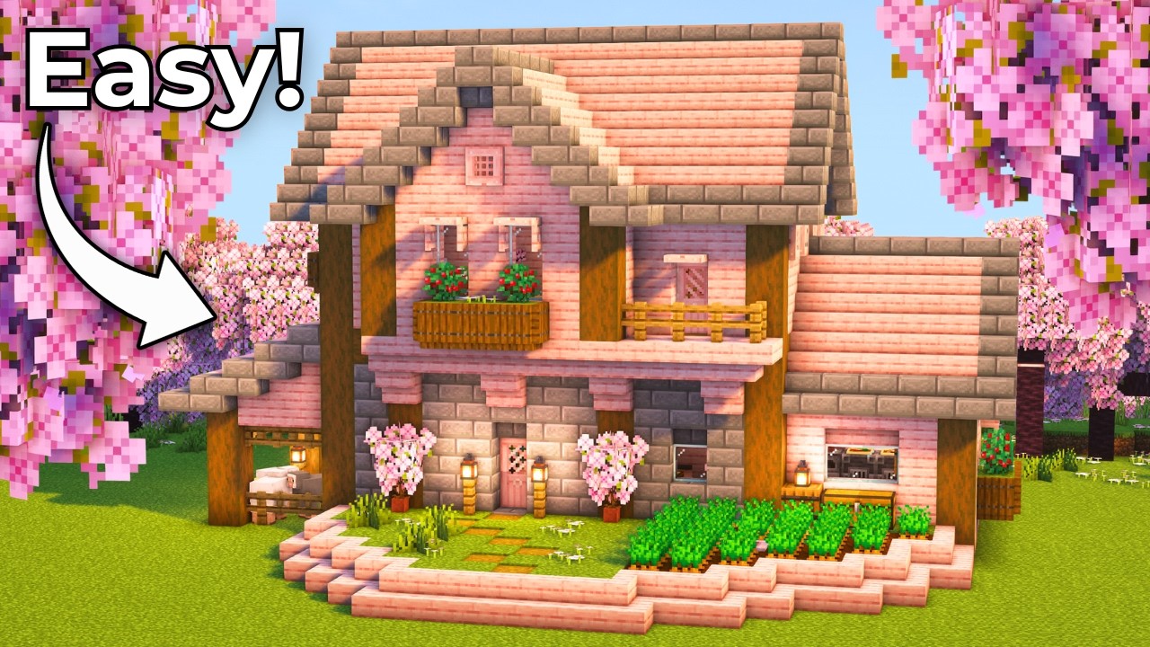 Minecraft: How to Build a Cherry Blossom Survival House | Tutorial🏠 ...