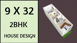 9x32 कम जगह में सबसे अच्छा नक्शा ll 288 Sqft House Plan ll 9x32 Ghar Ka Naksha ll 30 Gaj House