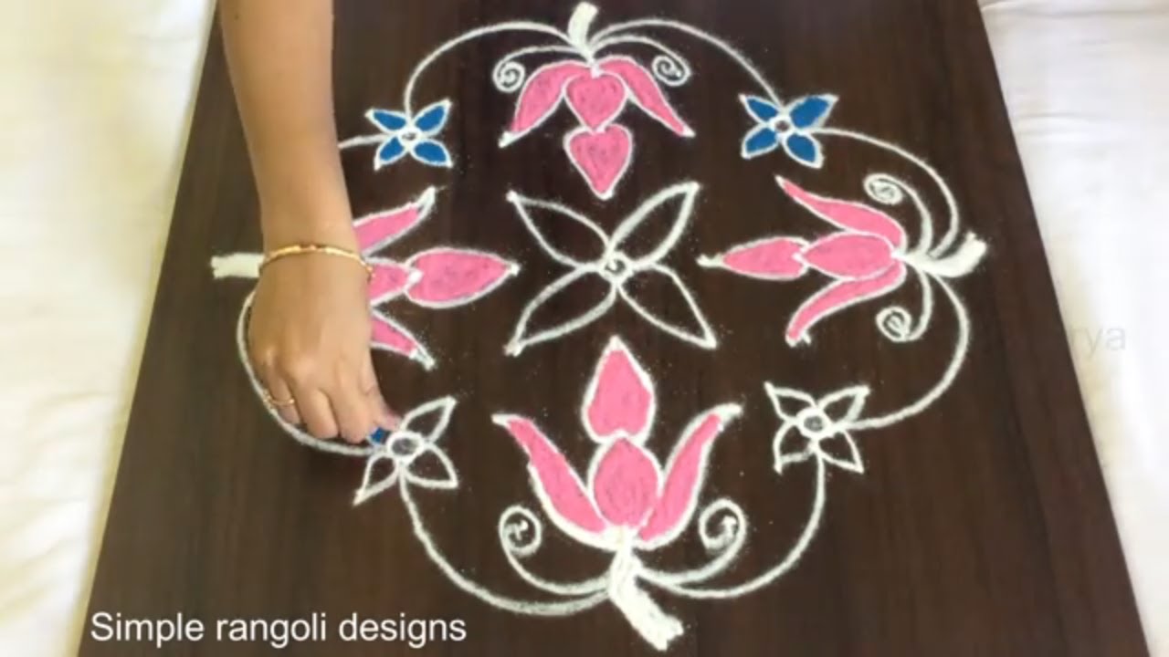 Latest Flowers Rangoli With 7