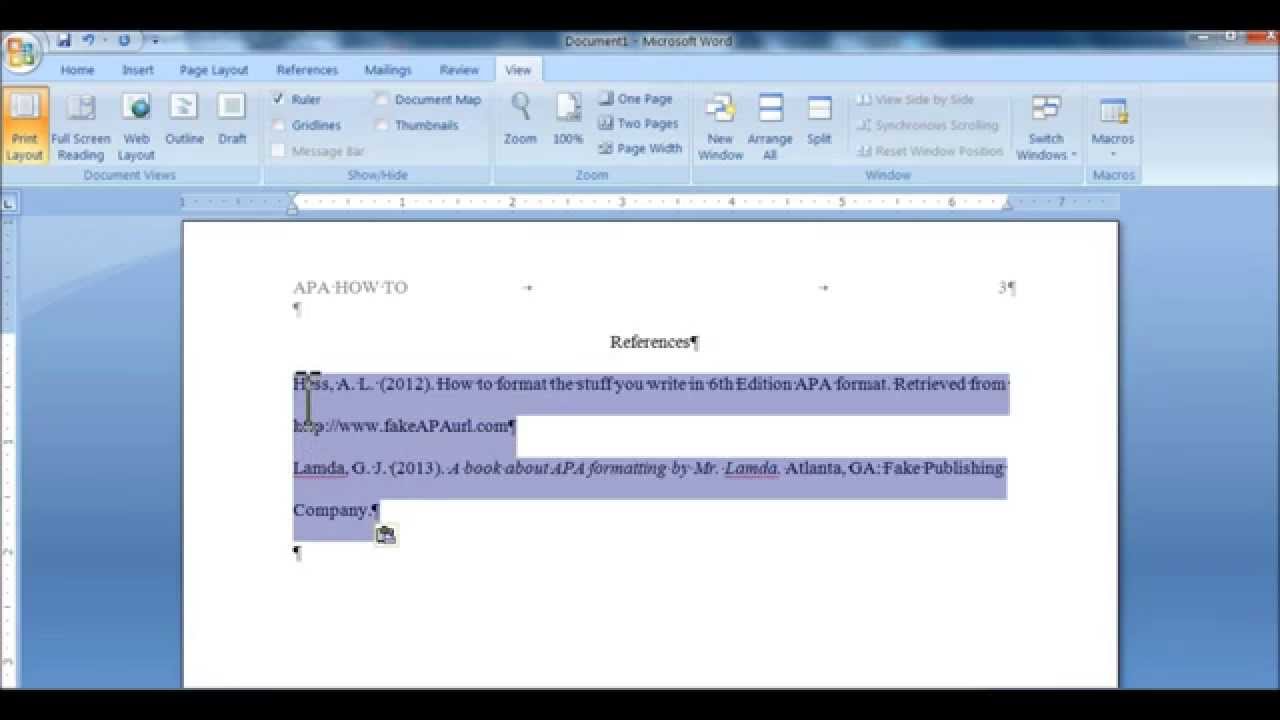 Set A Hanging Indent For Apa References Page Or Mla Works Cited Page Youtube