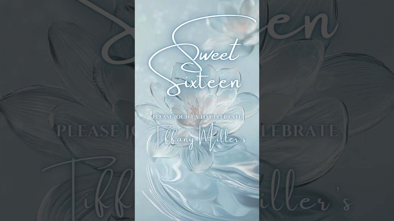 Sweet Sixteen Dusty Blue Birthday Invitation | Elegant Animated Canva Video
