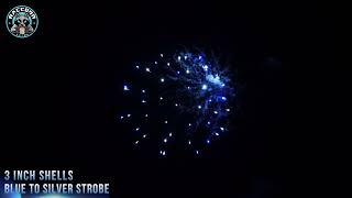 Raccoon Fireworks 1.3G JY3 0258 3 inch Shell Blue to Silver Strobe