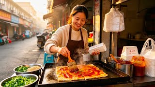 【LIVE】Scallion pancakes were being sold at the market early in the morning.