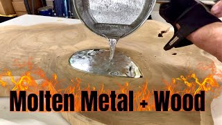 "Teak and Molten Metal Coffee Table: A Stunning Fusion"