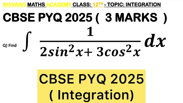 Q) Find : Integration ∫ 𝑑𝑥/(𝑎^2 cos^2 𝑥+𝑏^2 sin^2 𝑥)  #class12 #cbse #maths #cbse2026 #class12
