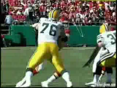 Jared Allen getting manhandled by Green Bay's left tackle Chad Clifton.