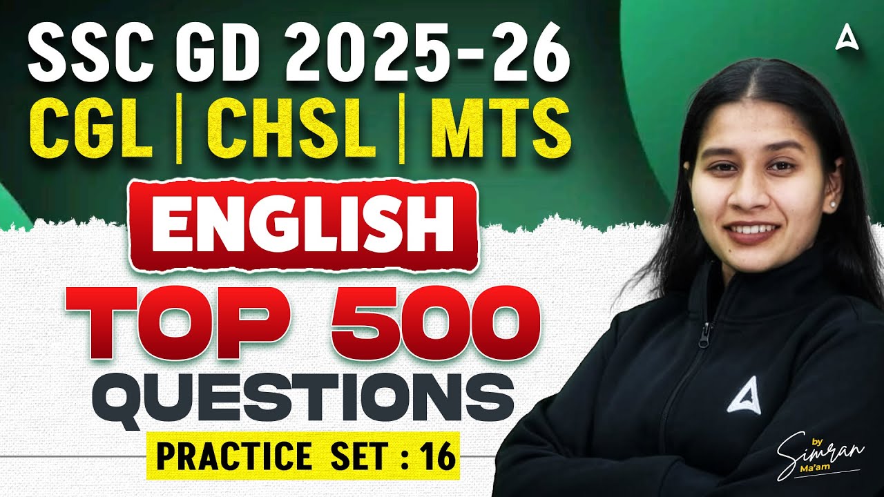SSC English Practice Set -16 | SSC CGL, CHSL, MTS, GD English Classes 2026 | By Simran Mam