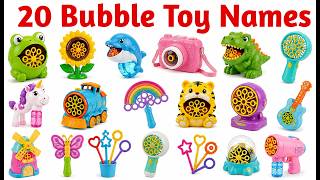 20 Bubble Toy Names in English & Hindi | Fun Bubble Toys for Kids | Kids Learning