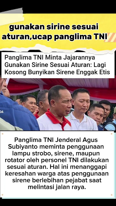 TNI commander asks for sirens to be used according to regulations #shortsfeed