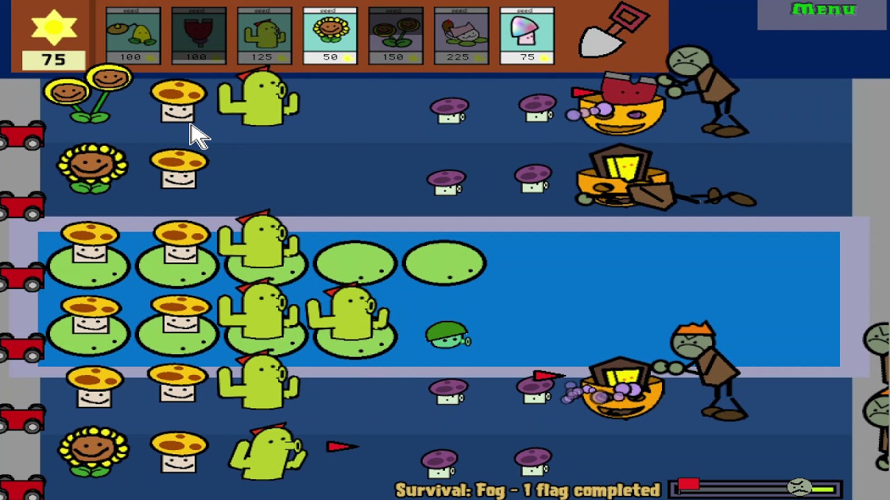 Cactus Challenge Survival Fog #1 - PvZ Paint Pak - Plants vs Zombies Gameplay