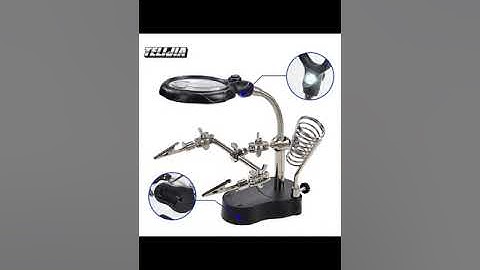 Kính lúp kẹp soi hàn mạch điện tử có đèn 2 Led và gác mỏ hàn