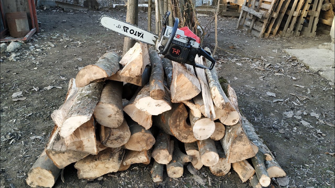 Drujbă China  5800  cu lant Husqvarna C85 taie lemn de fag înghețat