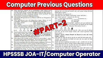 Computer Awareness Previous Questions for Junior Office Assistant-IT/ Computer Operator Exams 2022