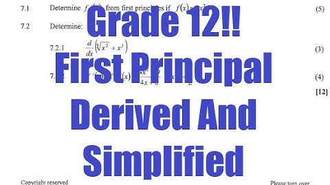 Matric/Grade 12 Mathematics Past Paper 1 Question 7 First Principle, Derivatives and Calculus