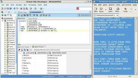 Menampilkan record yang berasal dari beberapa tabel menggunakan perintah SQL Oracle - Bagian 2