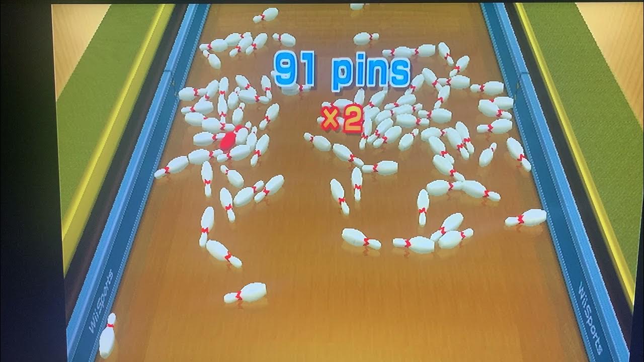 Wii sports power throws 91 pin strike YouTube