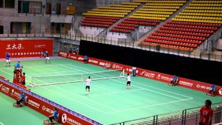 20140501 三太子男網挑戰賽 Groth+Guccione VS Moriya 守屋宏紀+Wu 吳迪 賽前練習和擲笅