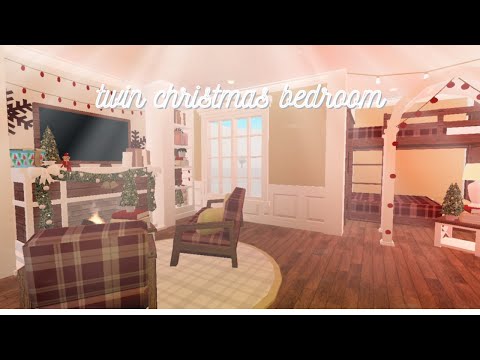 christmas twin bedroom + fireplace - tour & speedbuild - 18k