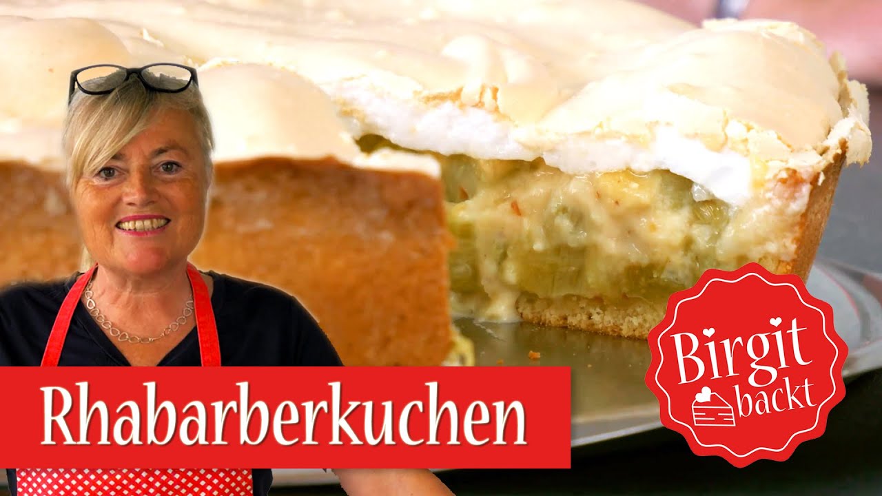 Traditioneller Rhabarberkuchen mit Baiserhaube - YouTube