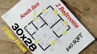 26x30 south face village house plan | 2bhk building plan | 900 sqft house plan | Makan ka Naksha