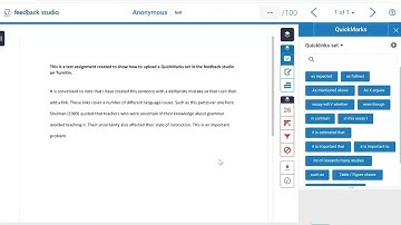 Editing the Quicklinks QuickMark set on Turnitin