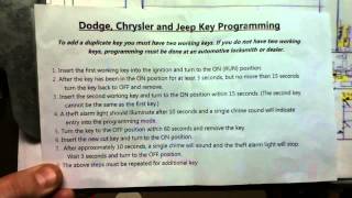 Dodge, Chrysler & Jeep Key Programming Instructions
